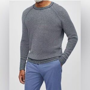 Bonobos Waffle Navy / White Striped Crewneck Sweater